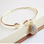 South Korea stylish Golden Bracelet bling heart shaped charm 
