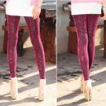  Velvet leggings Pants Tights Hollow out Print tights 