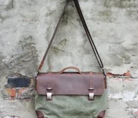 Womens Mens Vintage Canvas Leather Casual Shoulder Messenger Bag