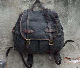 Vintage Washed Canvas Backpack Messenger shoulders Bag leather Men women