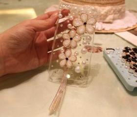 iPhone 4 Case, iPhone Case, sakura floral iphone 4 Case Crystal iphone 4 Case, tassels iPhone 4 Case Rhinestone