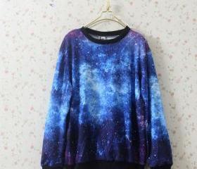 Star Galaxy Print Hoodie Sweater
