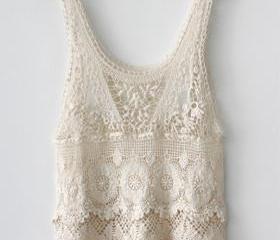 Cute White Crochet Lace Vest