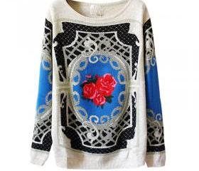Vintage Floral Pattern Sweater