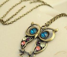 Vintage Owl Necklace,own jewelry long necklace