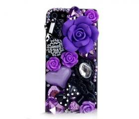 Purple Style handmade 3D iPhone 4 Case, Bling iPhone 4 Case