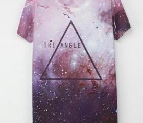 Triangle Space Galaxy Print T-shirt