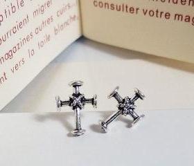 Tiny Cross Stud Earrings