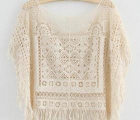 Cute Japanese Style Crochet Lace Shirt Tops