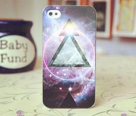 Purple Triangle iPhone 4 Case Cloud Print Galaxy 