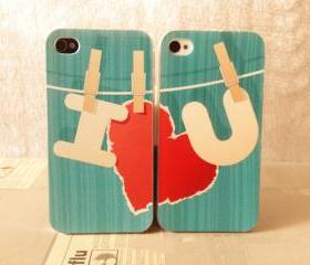 Cute couple iPhone 4 Case, i love you iphone 4 hard case,blue iphone 4 case,heart iPhone 4 case