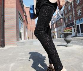 Velvet leggings Pants Tights Hollow out Print tights