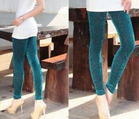 Velvet leggings Pants Tights Hollow out Print tights 